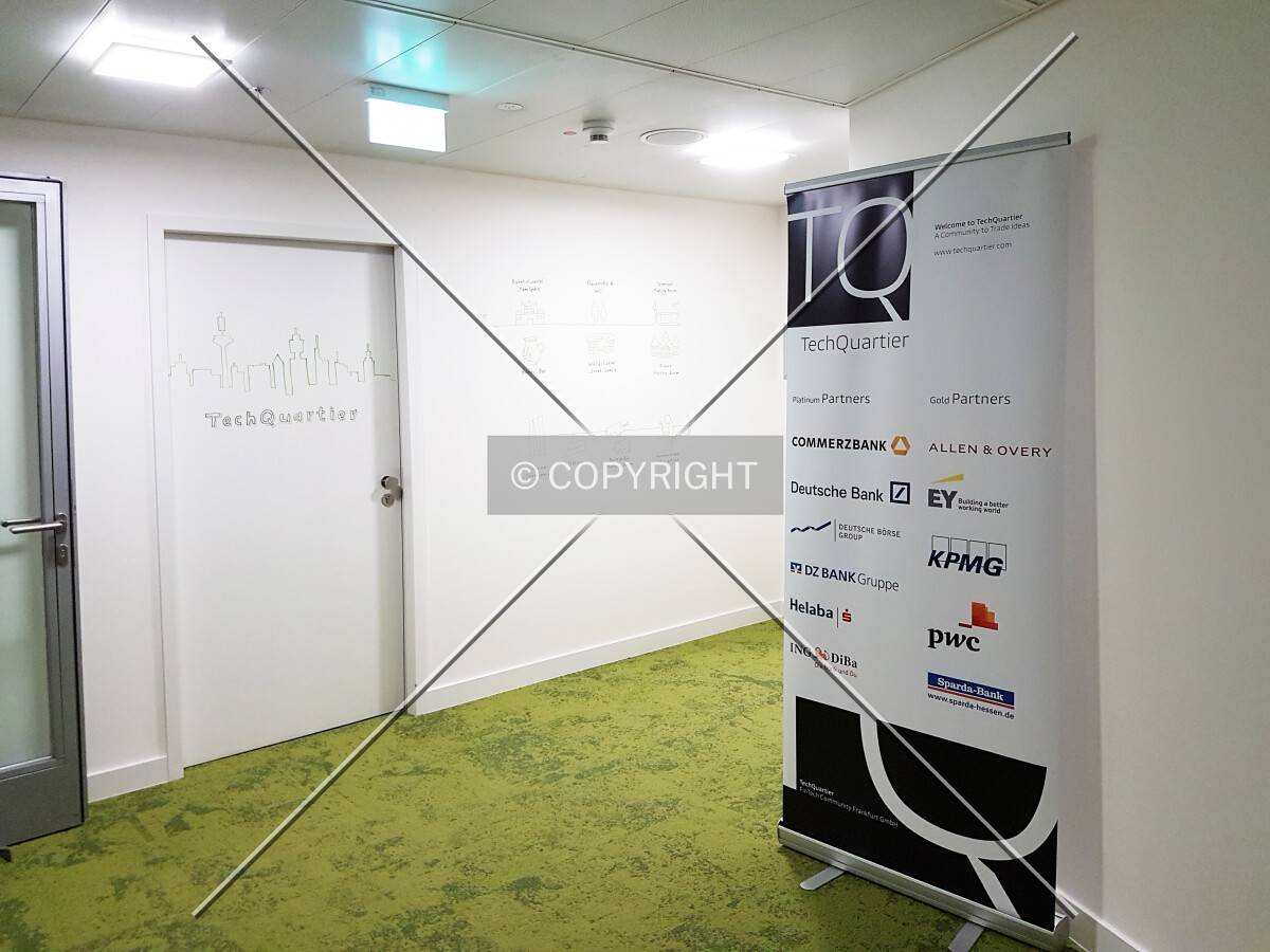 Entrance area of the TechQuartier which is occupying space at the Pollux building