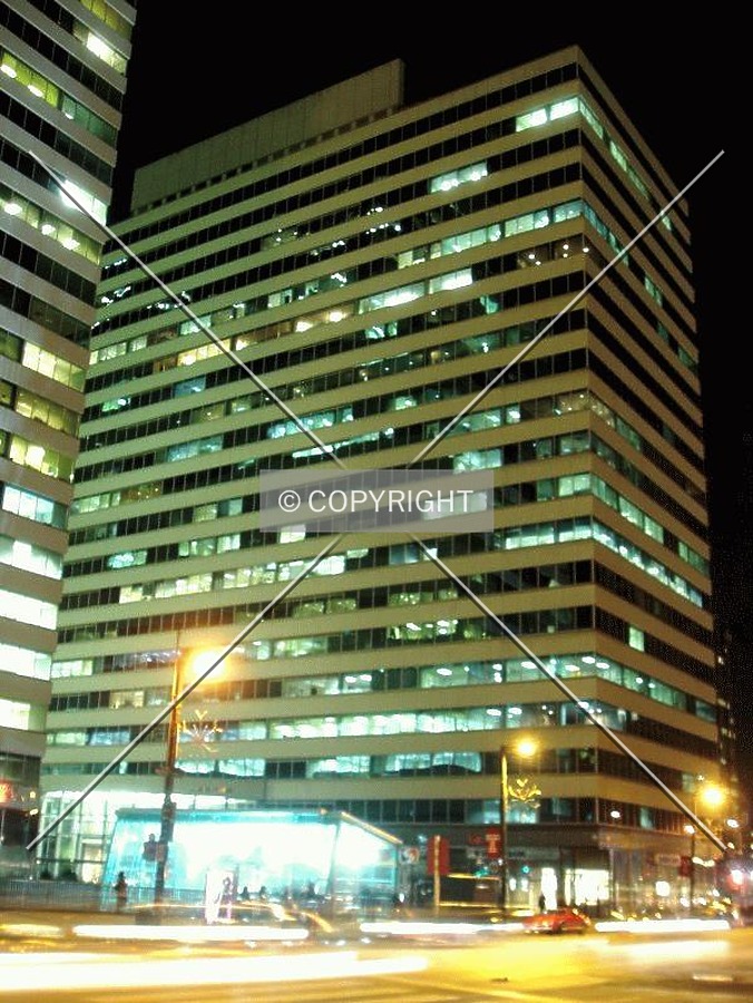 From the southeast across 15th Street at night
