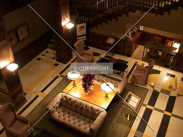 Looking down on the lobby