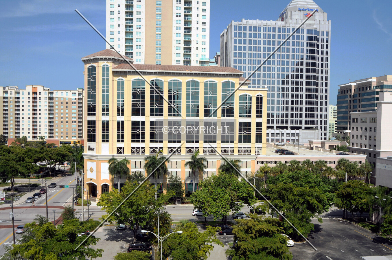 View from the west atop a parking garage