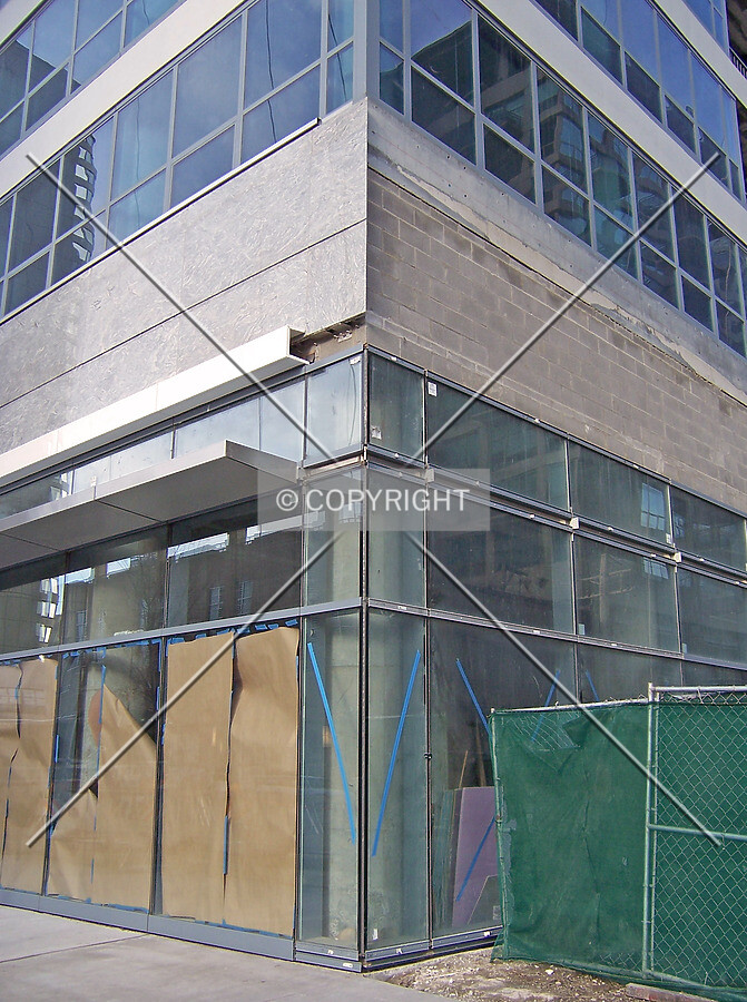 Partly finished southwest corner of the base at Michigan Avenue and 13th Street