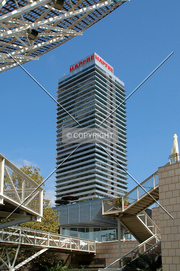 Looking up from the retail complex