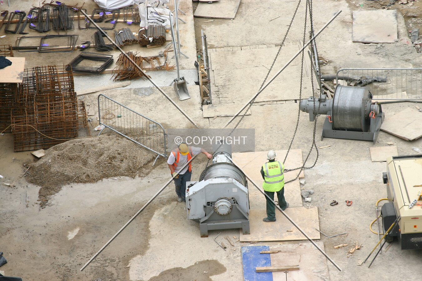 Looking down into the site