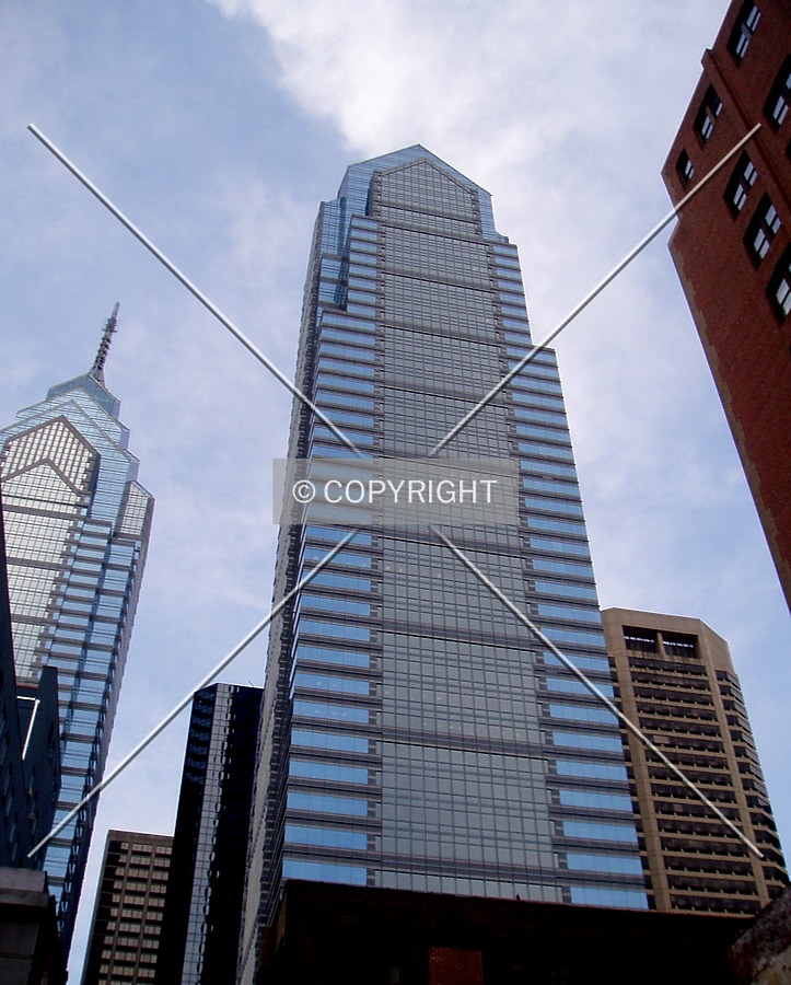 From one block to the south on Sansom Street, with One Liberty Place in the background