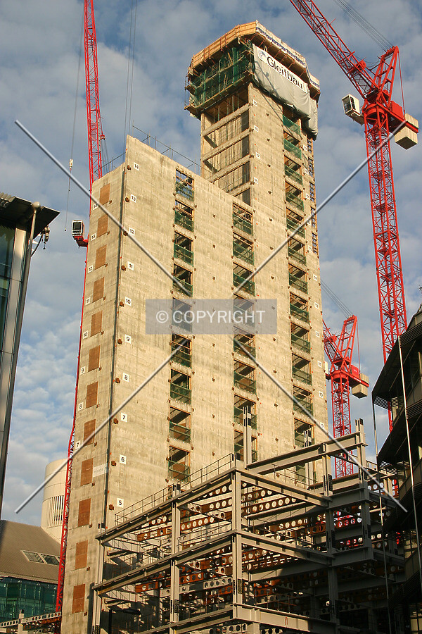 View northwest of the core from Moorfields