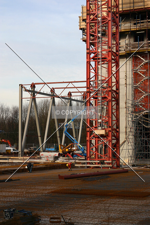 The first beams of the steel framework