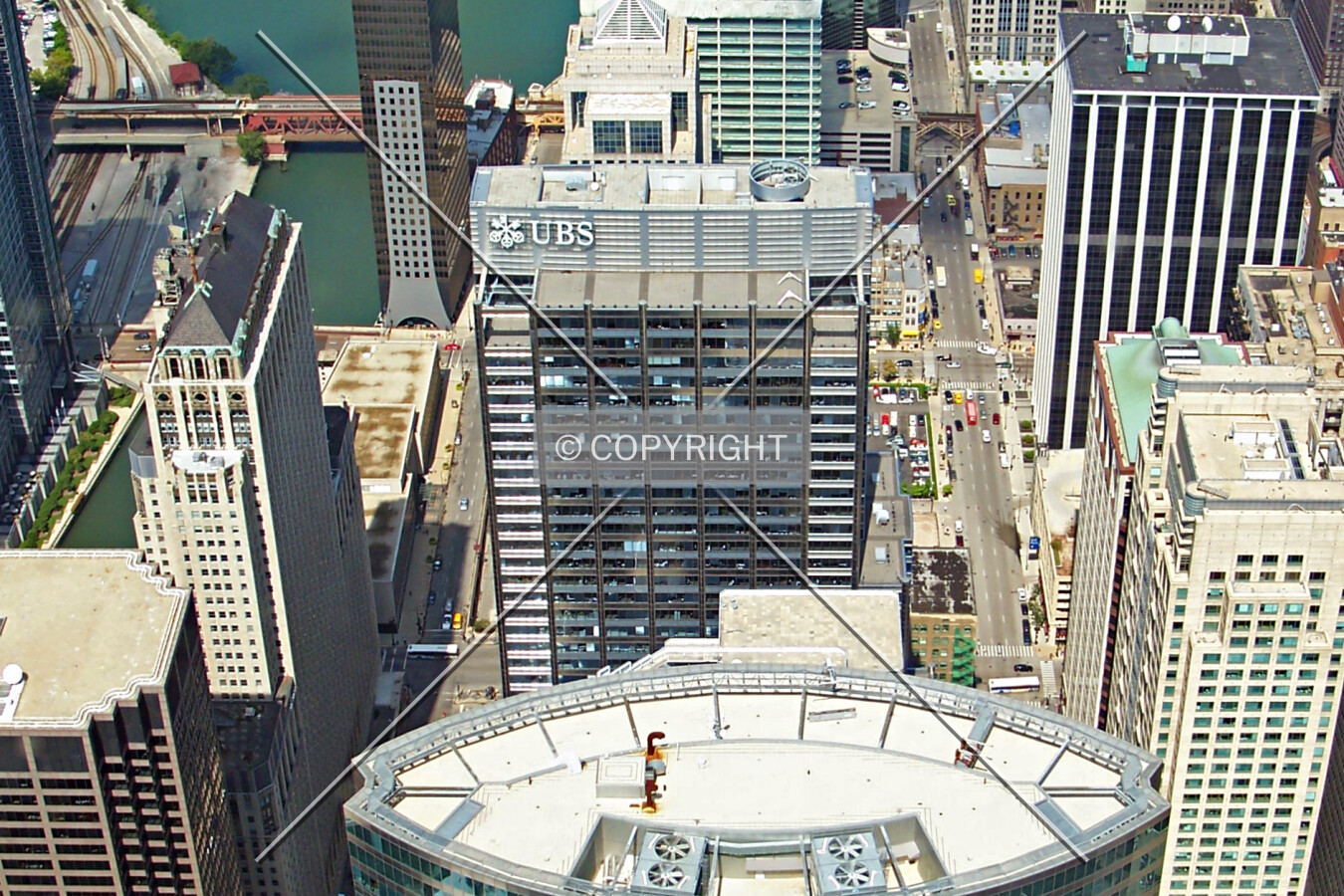 Upper floors from the Sears Tower to the south; August 29, 2008