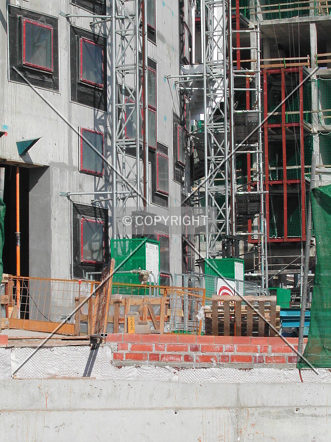 Basement of the south elevator to rase materials for the facade construction