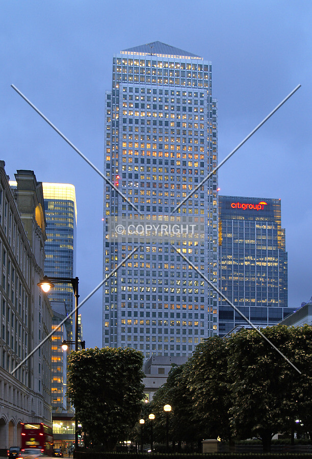 A view from the west at dusk