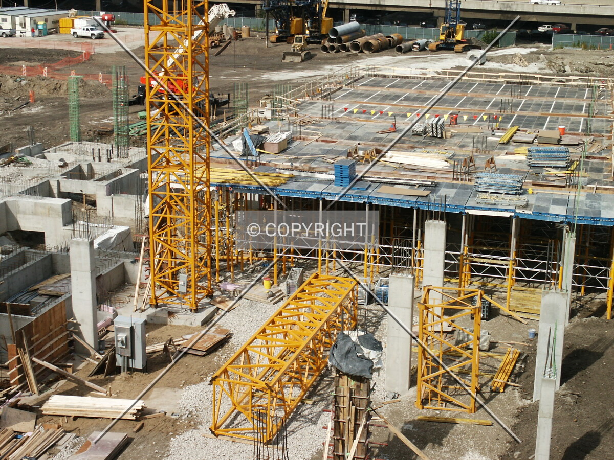 Base and parts of the tower crane