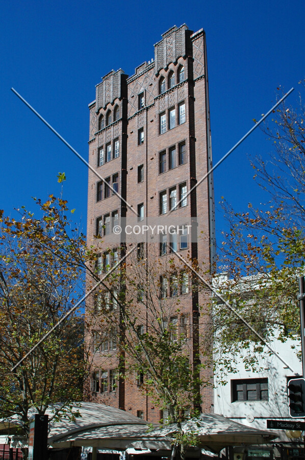 The wedge shaped northwest facade