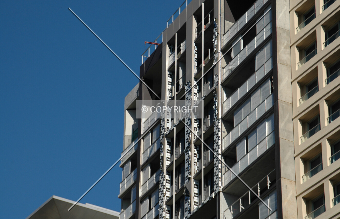 Upper floors of the east facade