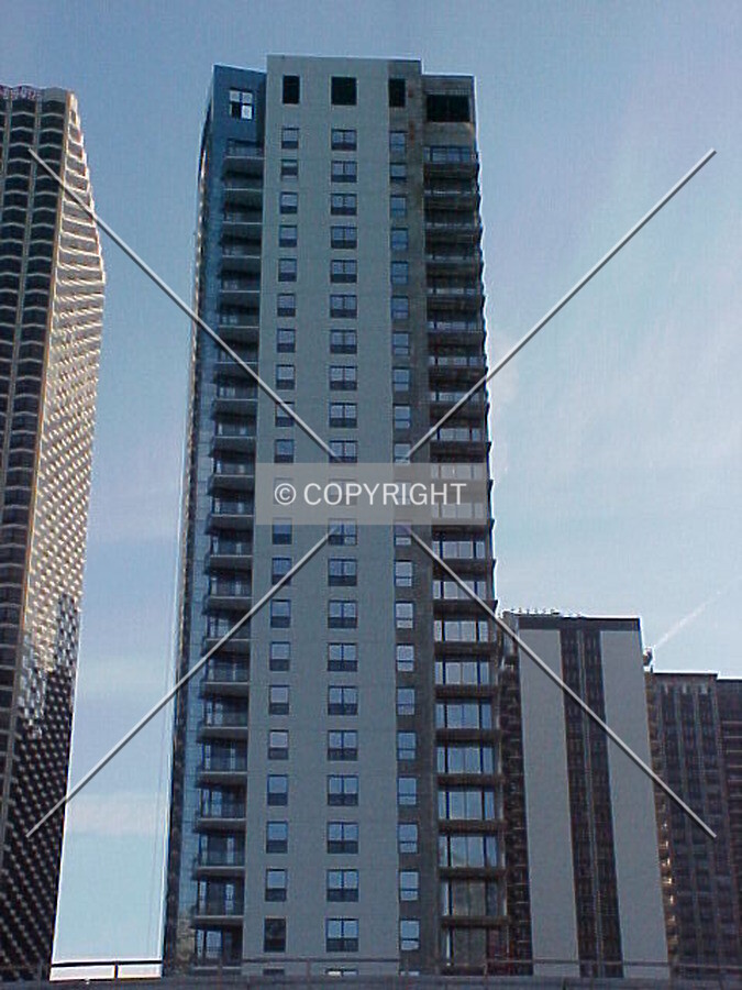 The northern facade from Lower Wacker Drive
