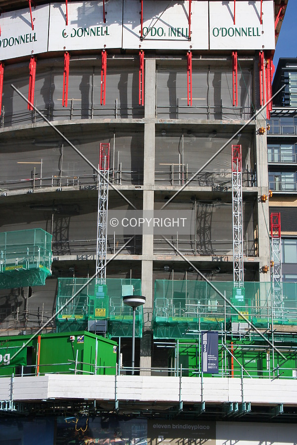 Looking up at the construction progress