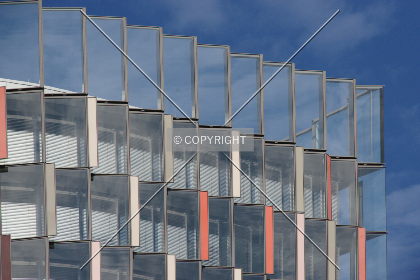 Facade detail at the top of the tower
