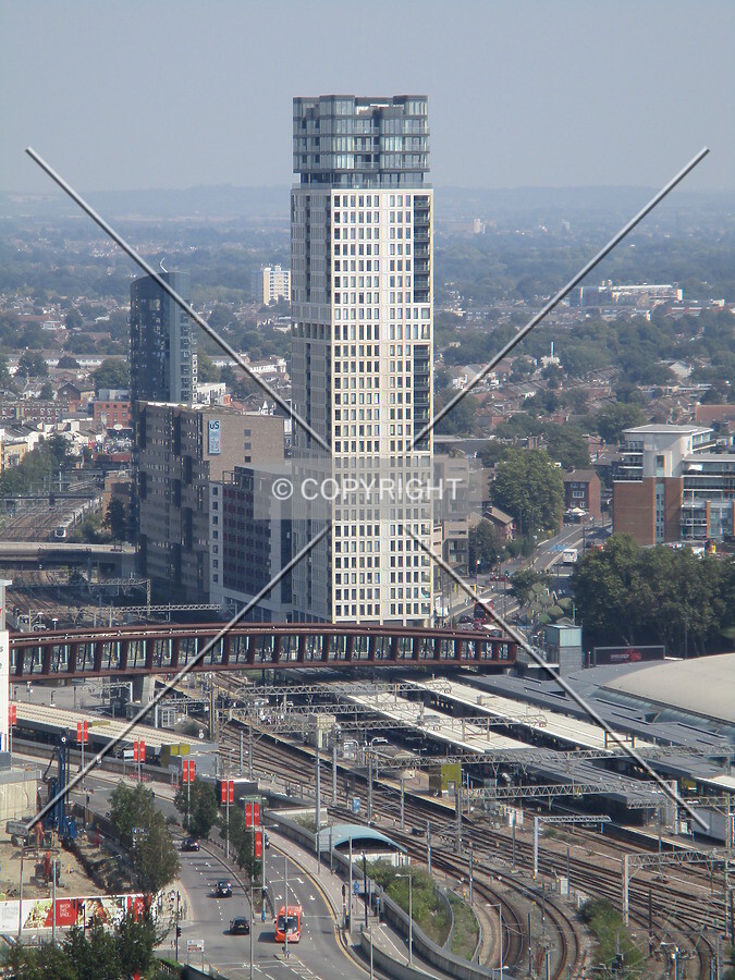 Elevated view from the west