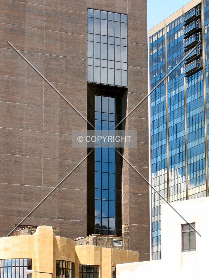 Window on east facade, from Kellogg Boulevard