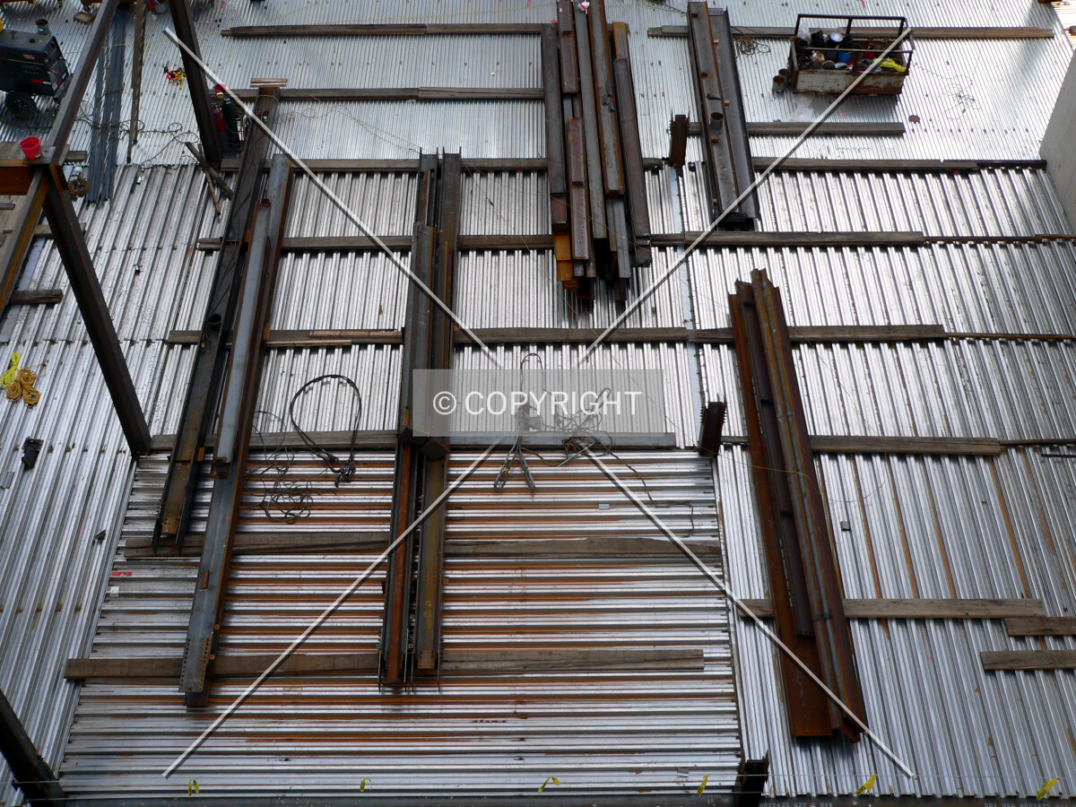Steel beams lying on deck