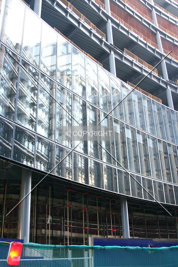 Façade panel installation on the Lime Street side