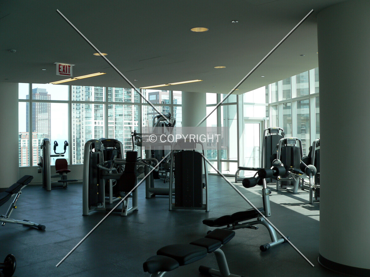 View of the east end of the exercise room