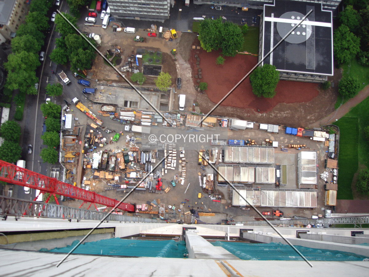 Looking down from rooftop