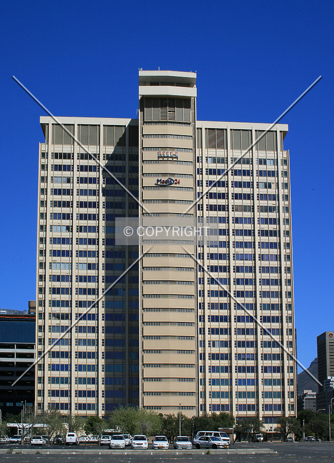 View from the parking lot in front of the building