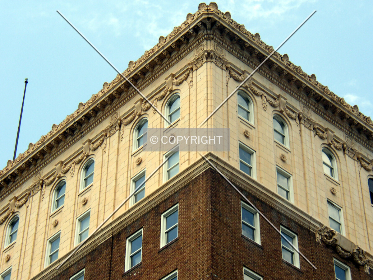 Detail of the upper floors on the southeast corner