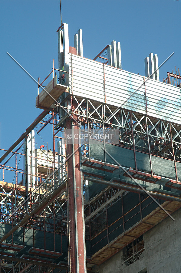 Steel column and formwork