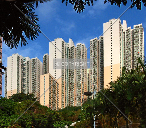 Full elevation flanked by Sau Wo (right) and Sau Wah House (left)