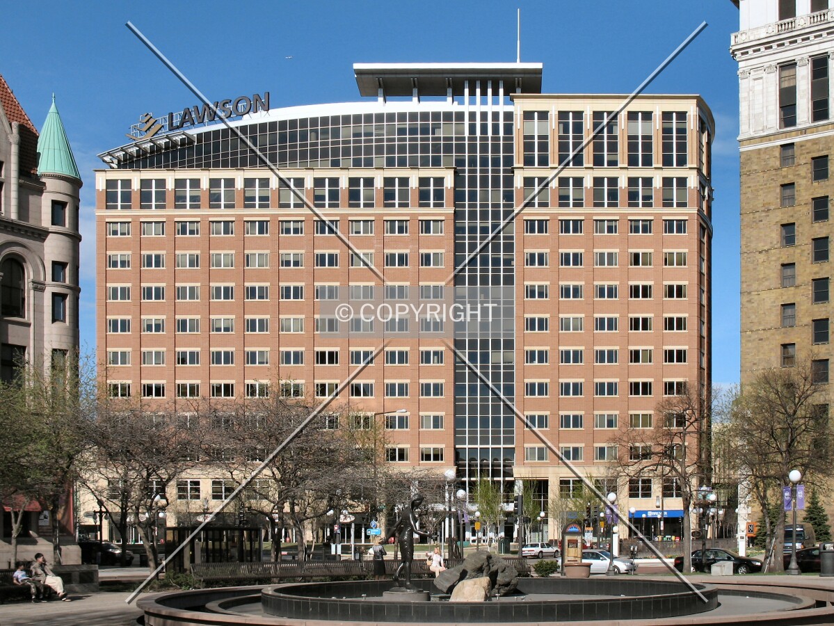 View to the northeast across Rice Park