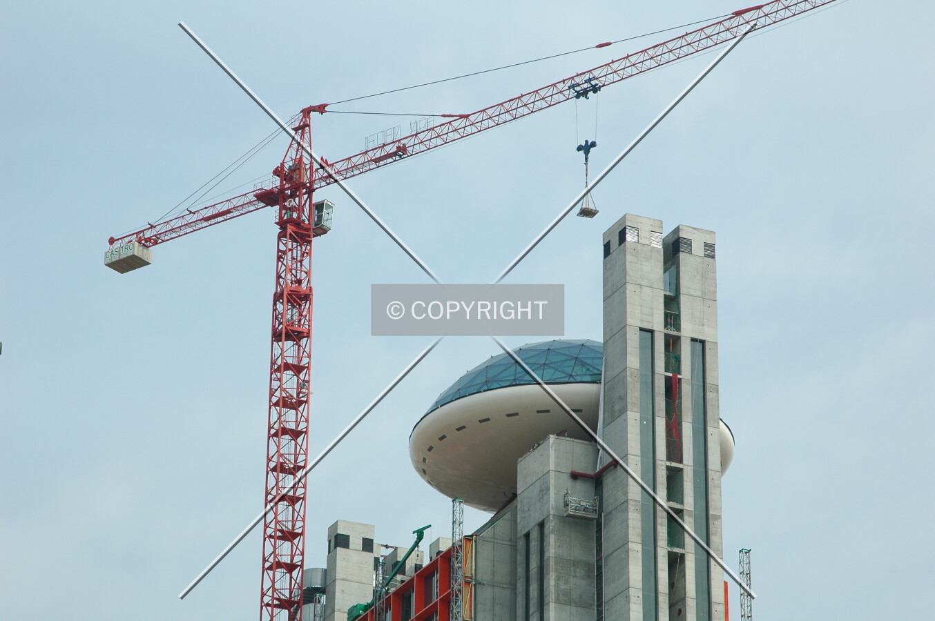 Tower crane and panoramic restaurant