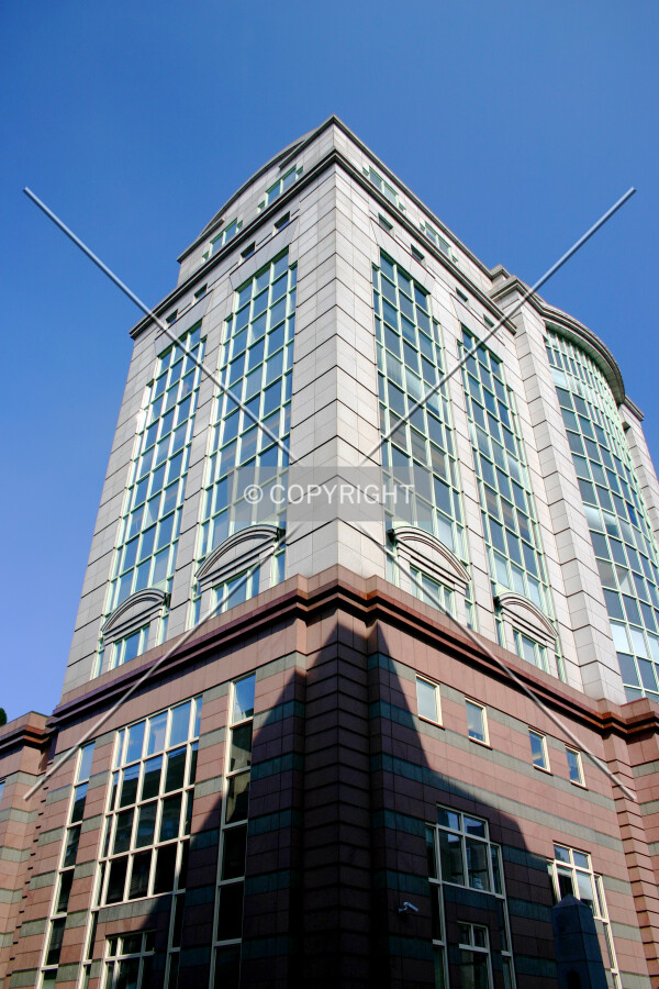 Looking up at the façade