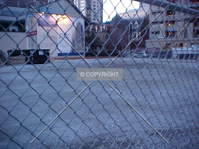 The area for the future tower has been fenced off