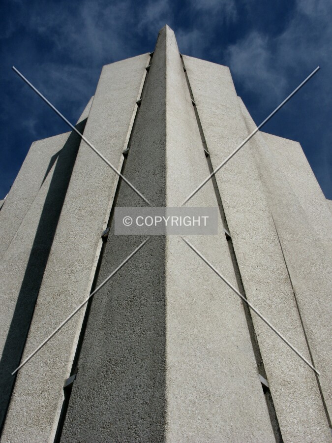 Looking up the southeast corner