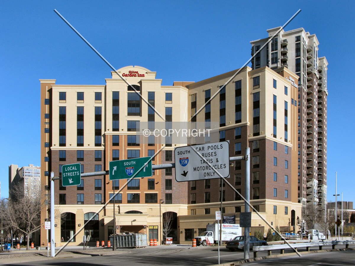 View to the northeast across 12th Street South and the southbound Interstate 35W entrance ramps