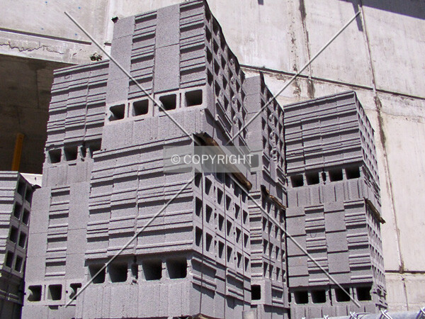 Cinder blocks by south wall