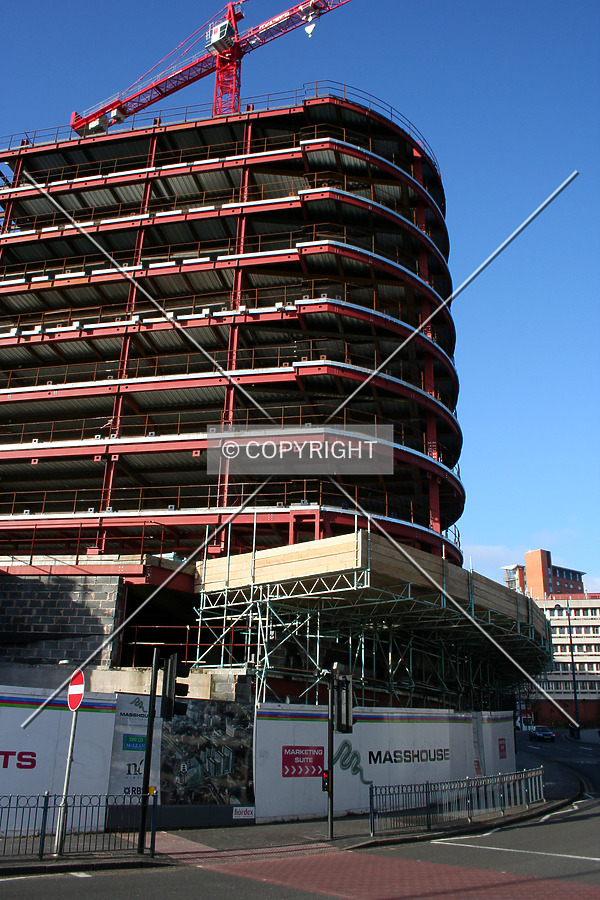 Looking up at the construction progress