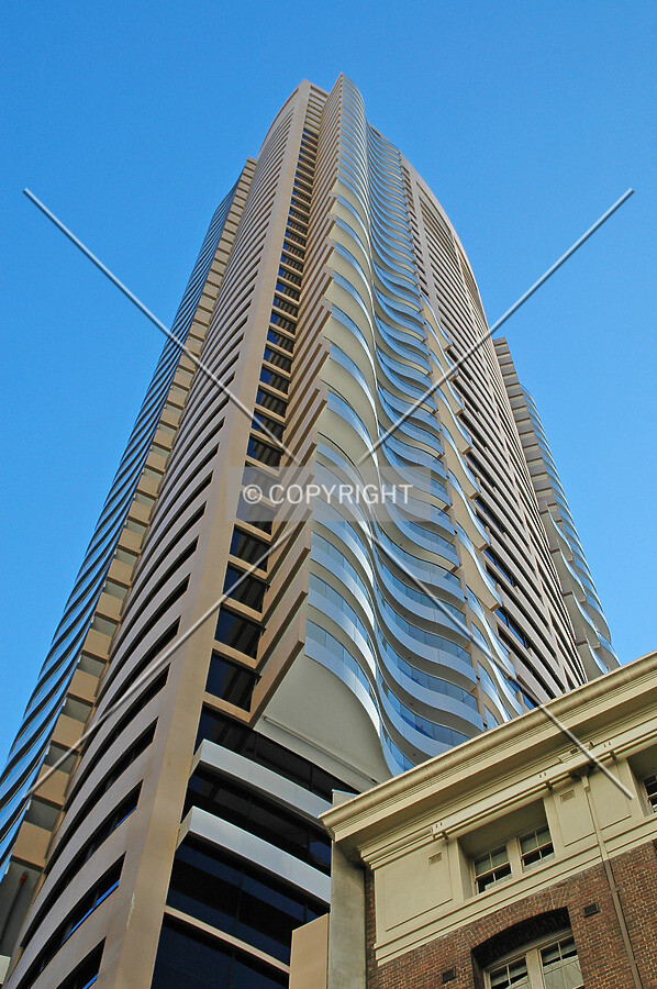 Looking up the northeast corner
