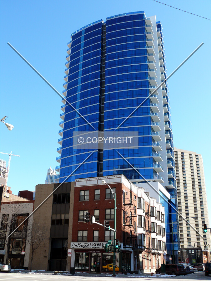 View to the east from LaSalle Street at Superior Street