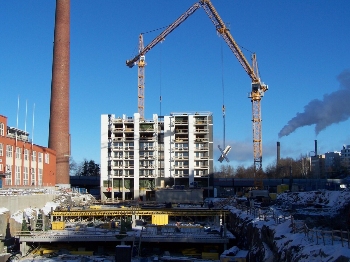View over underground parking under construction