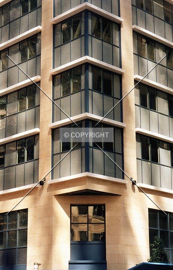 Detail of curtain wall at southwest corner of the building