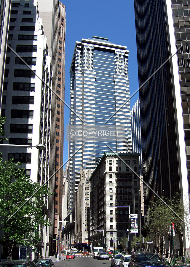 View from the southeast along Wall Street