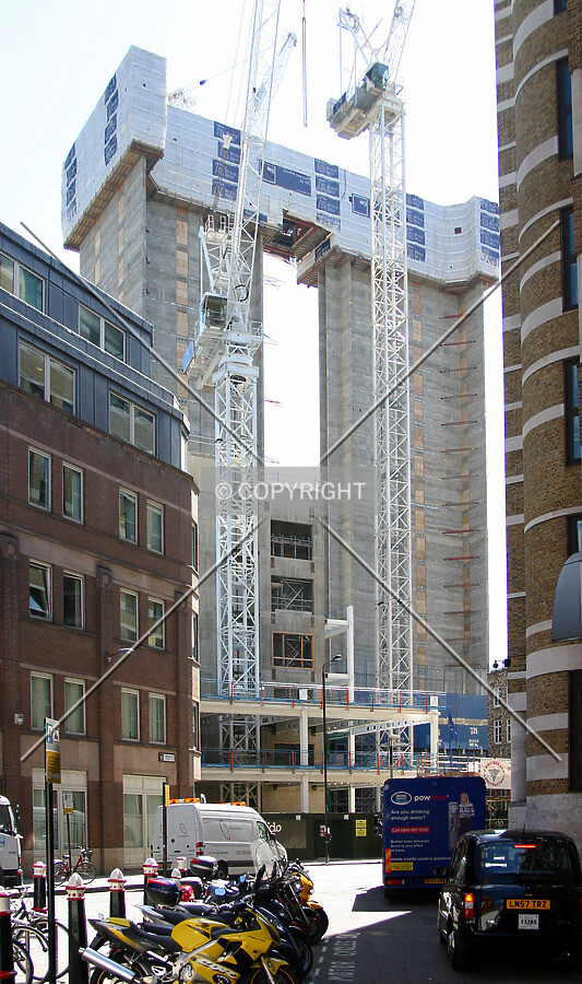 View east of the twin core from Catherine Wheel Alley