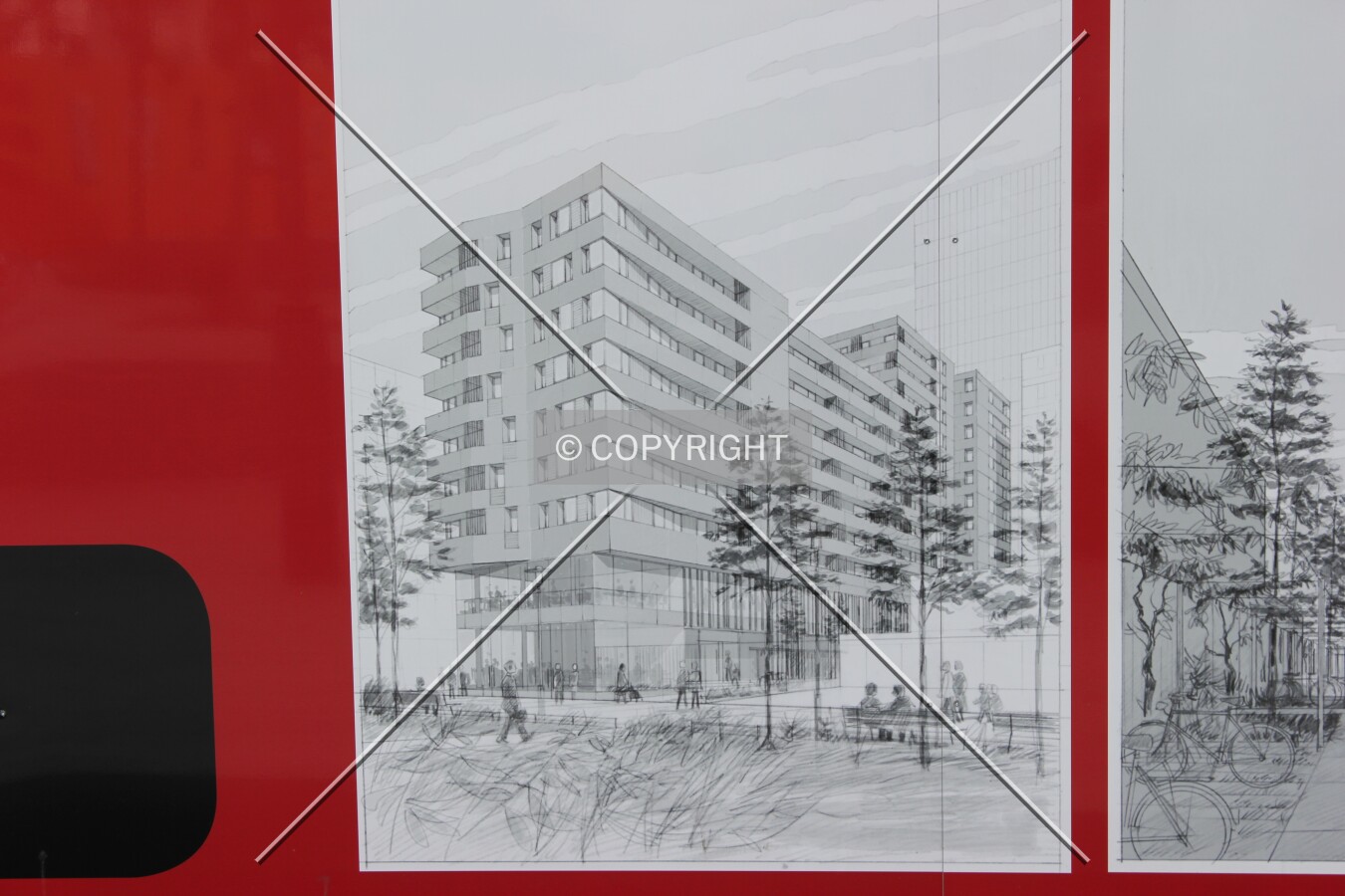 Rendering displayed at the construction site.