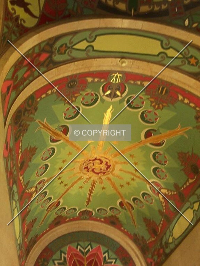 Ceiling mural in lobby