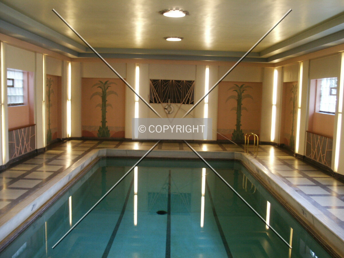 Looking over the swimming pool from the east