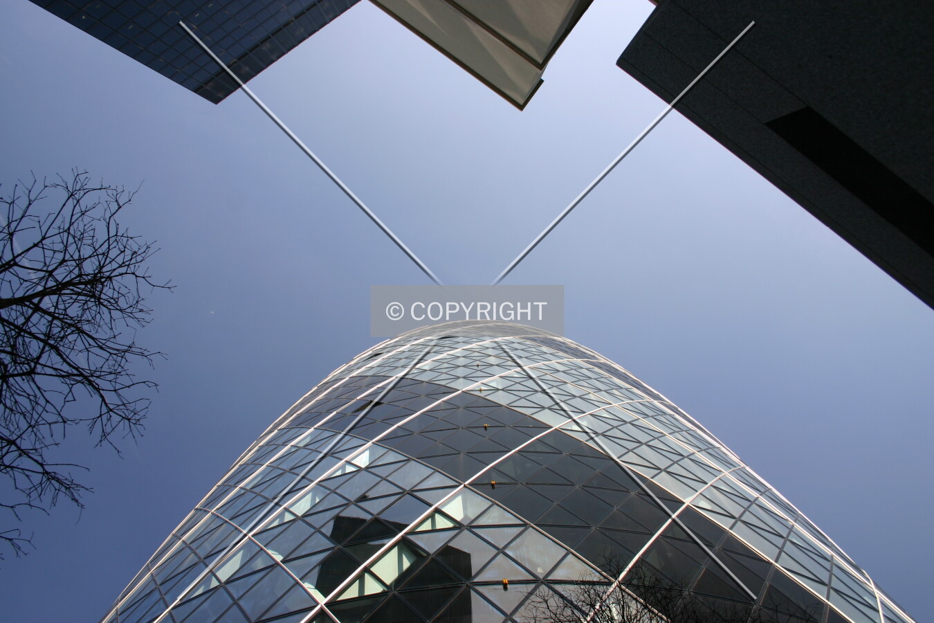 Looking directly up showing the proximity to neighbouring buildings