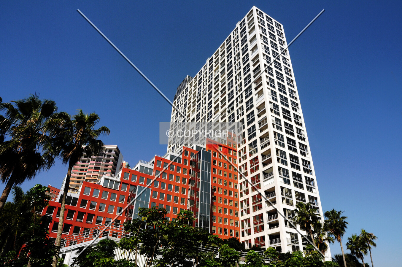 Looking up from the east