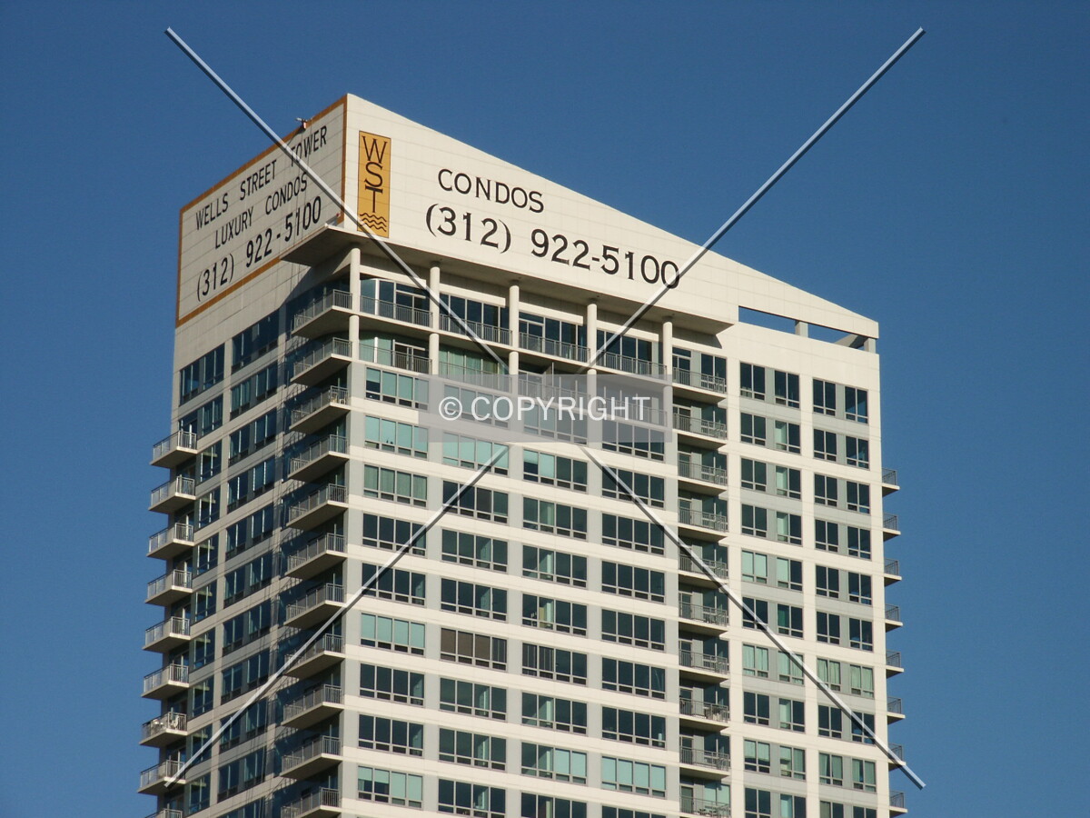 Top of the building with advertising banners