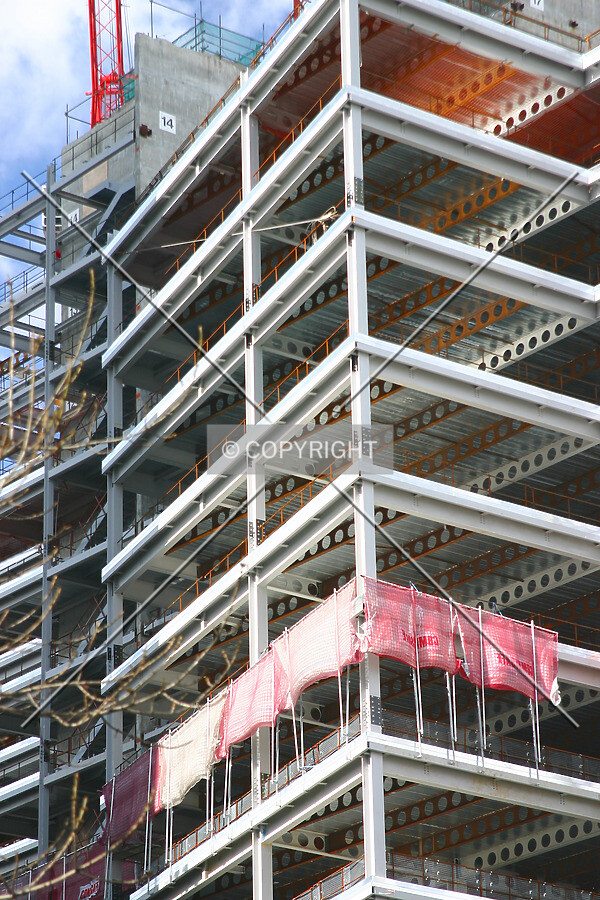 View northwest of the steel frame from Moorfields